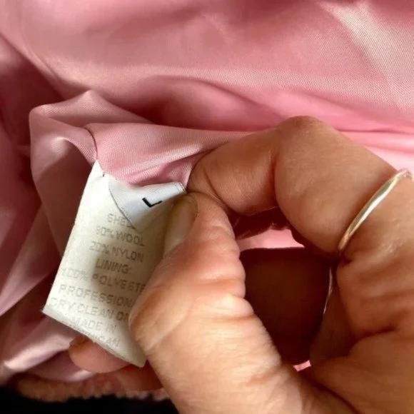 Vintage Y2K Pastel Bubble Gum Pink Fuzzy Fleece Wool Button Up Peacoat Jacket L - Picture 7 of 8